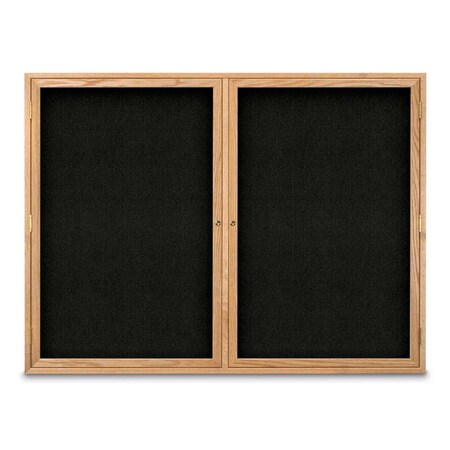 United Visual Products Sliding Door Indoor Enclosed Corkboard, 7 UV9028ACS-SATIN-SURF